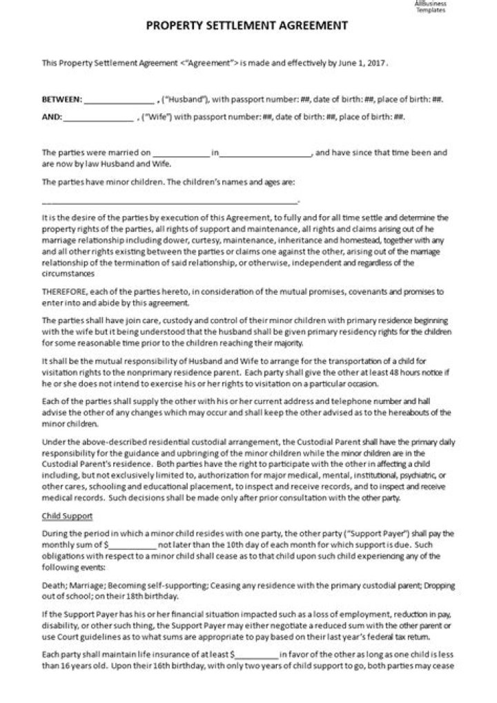 Can I write my own property settlement agreement?