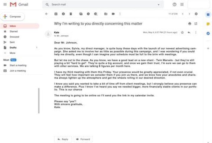 How do I politely email chase?