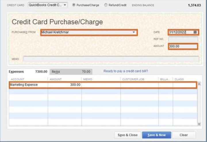 How do I record a cash advance on a credit card in QuickBooks?
