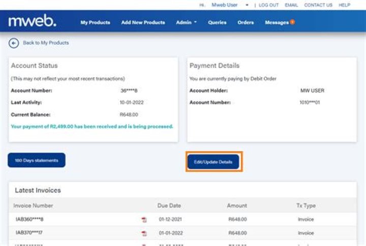 How do I update my bank account number?