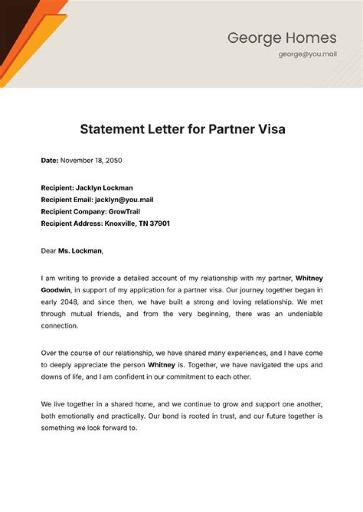 How do I write a statement for my partner visa?