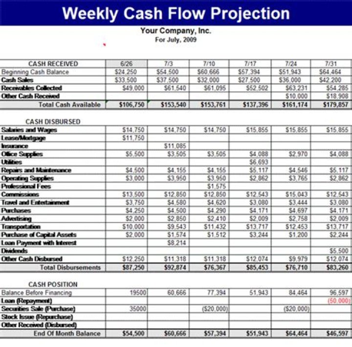 How do you do a weekly cash flow forecast?