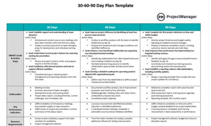How do you format a 90 day plan?