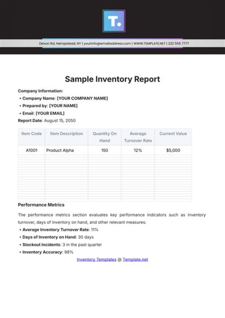 How do you present an inventory report?