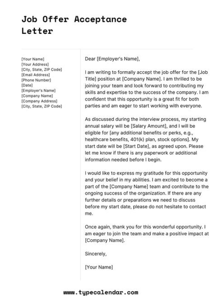 How do you say you will accept the job offer?