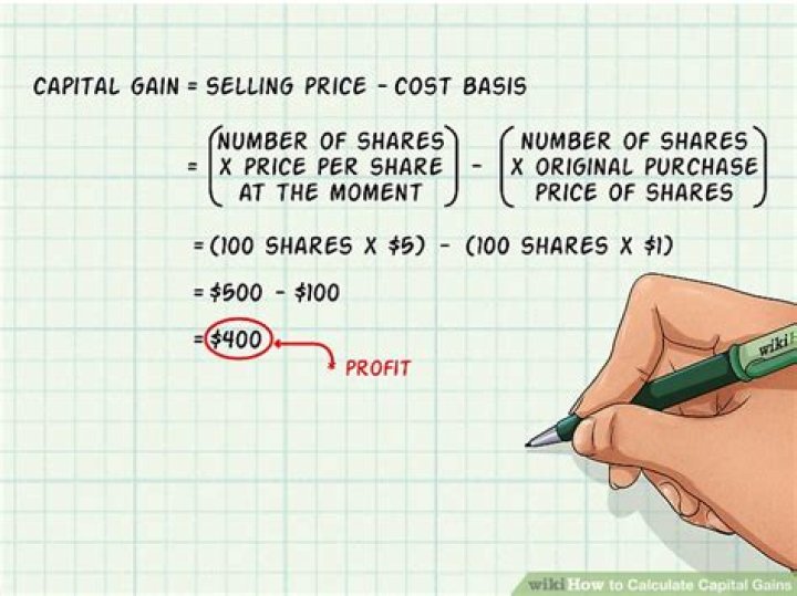 How is a capital gain calculated on a stock sale?