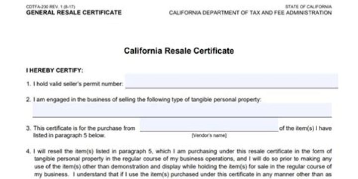 How long does a California resale certificate last?