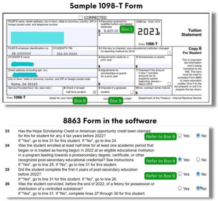 How to use a 1098 T form for my dependent son?