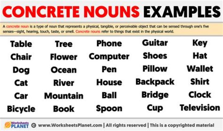 What are examples of concrete words?