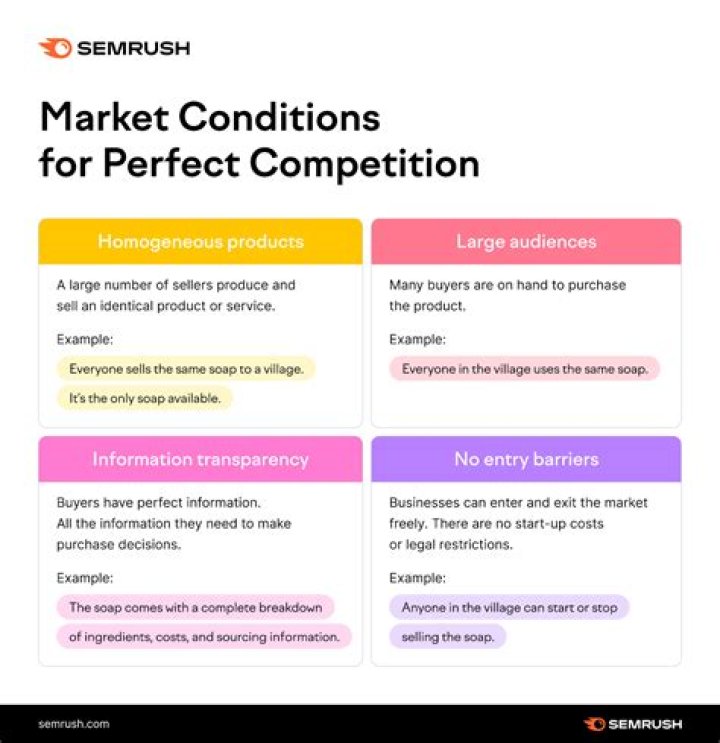 What are the 5 conditions of a perfectly competitive market?