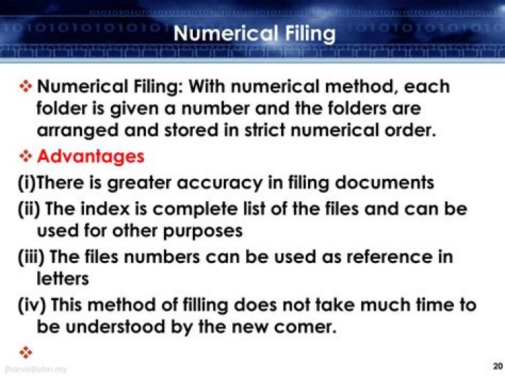 What are the advantages of numerical filing?