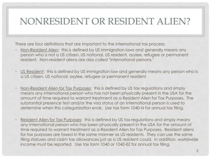 What could be considered an example of a non resident alien?