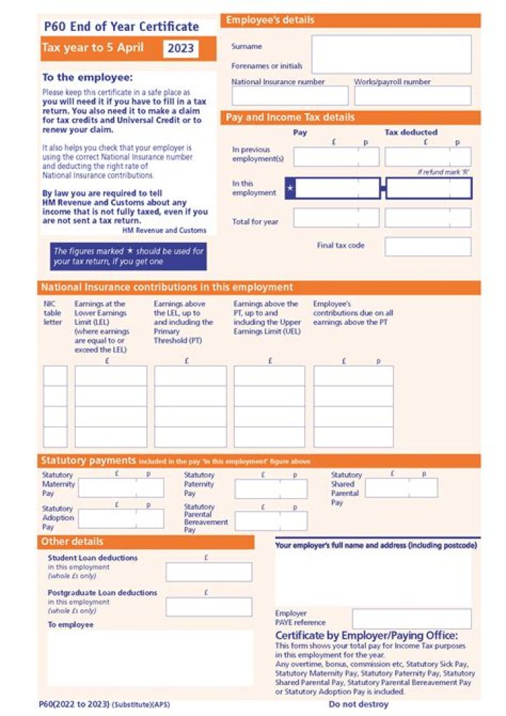 What do I do with my P60 end of year certificate?