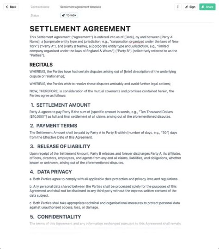 What does entitled to a settlement mean?