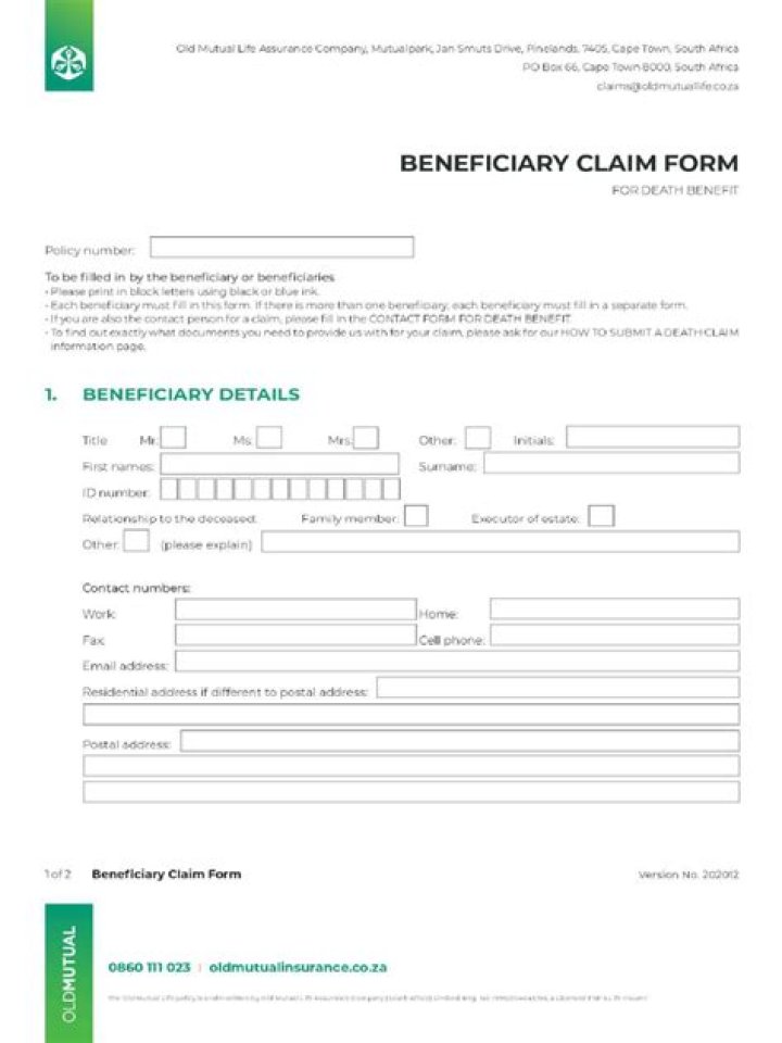 What is a beneficiary claim form?