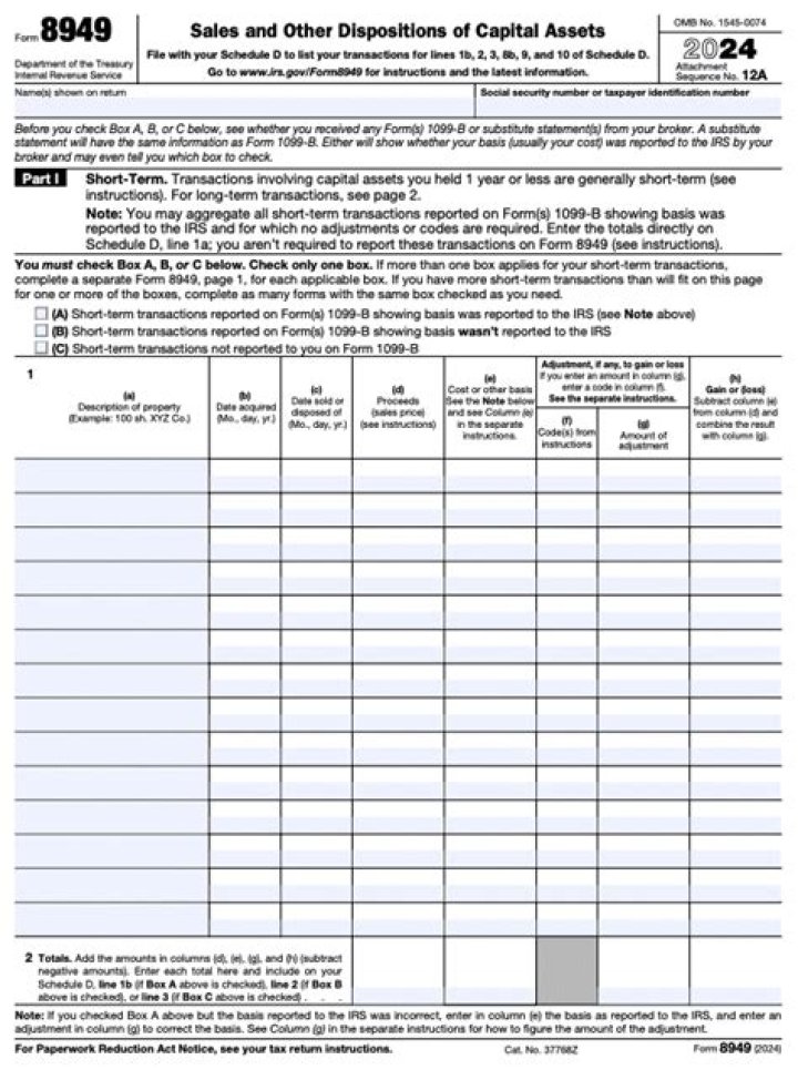 What is a form 8949 attachment?
