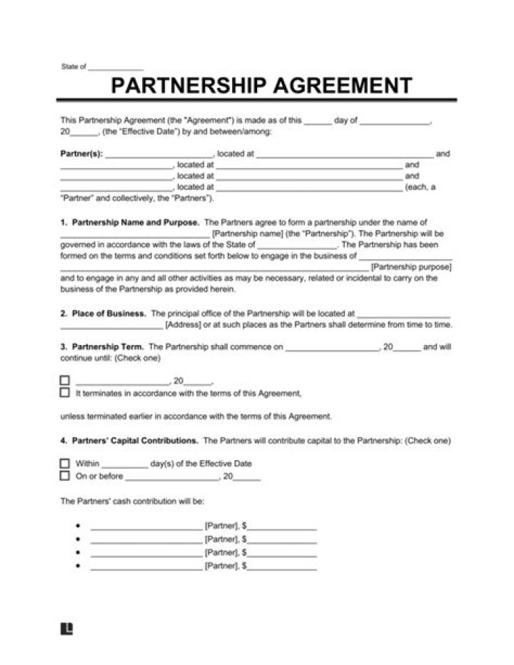 What is a standard partnership agreement?