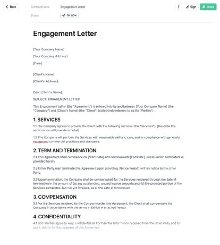 What is an engagement letter for tax preparation?