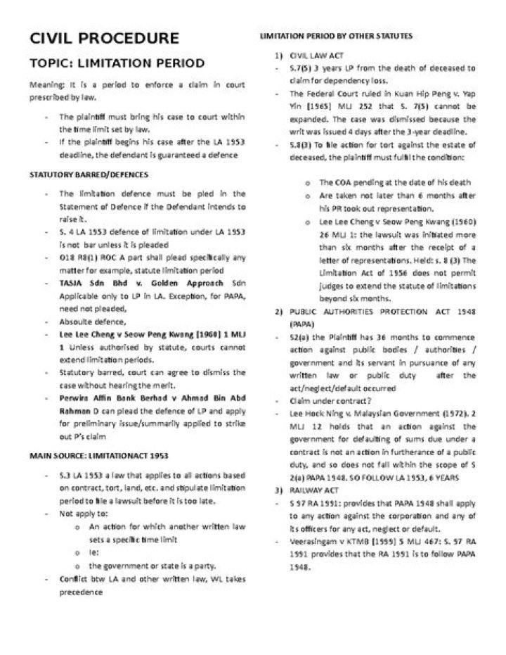 What is limitation period in civil proceeding?