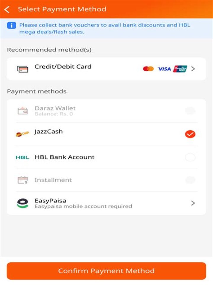 What is select payment method?