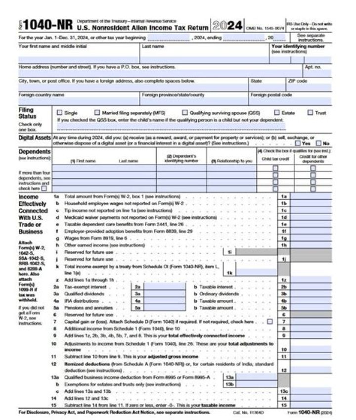 What is the due date for Form 1040NR?