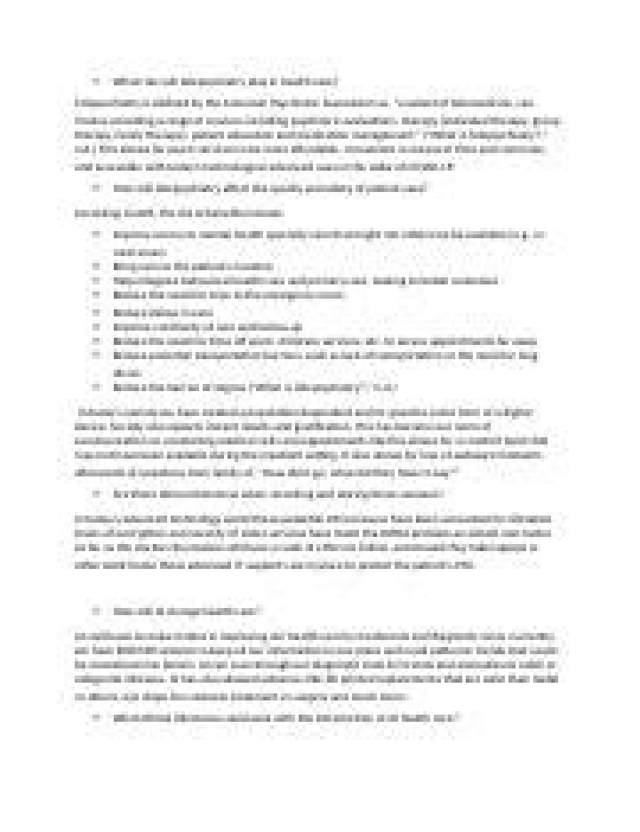 What role will telepsychiatry play in health care?