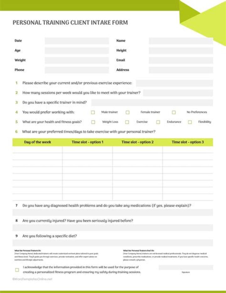 What should a first personal trainer client do?