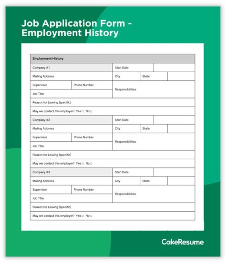 What should you put for employment history on a job application?