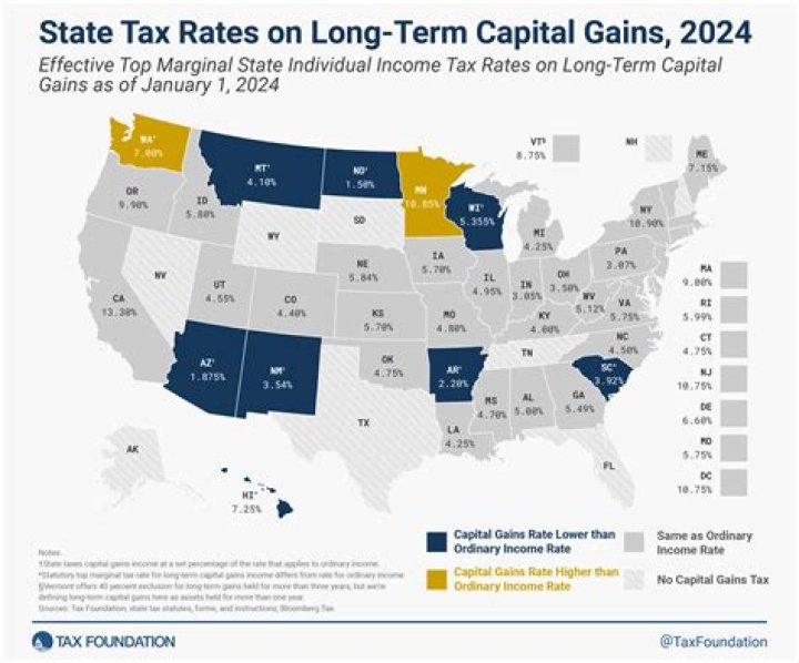 What states do not tax long term capital gains?