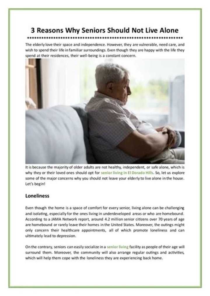 When should seniors not live alone?