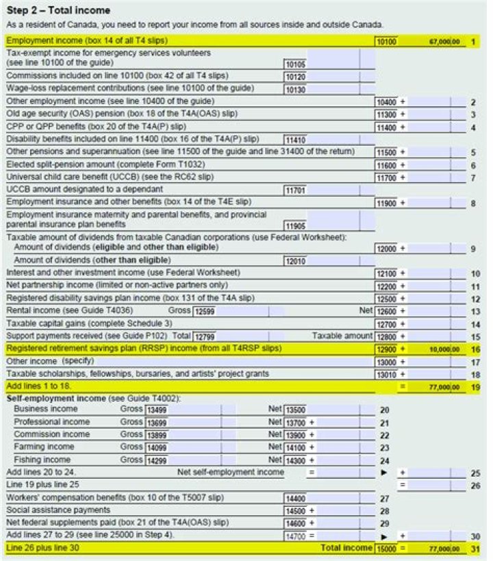 Where do I report RRSP withdrawal on tax return?