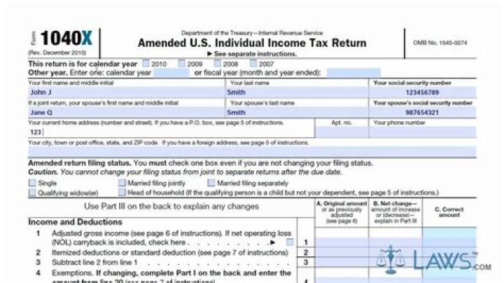 Where is income tax on 1040X?