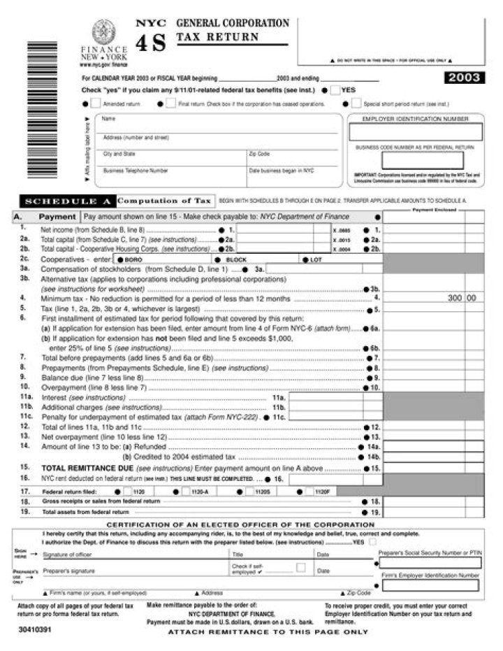 Who Must File NYC 4S?