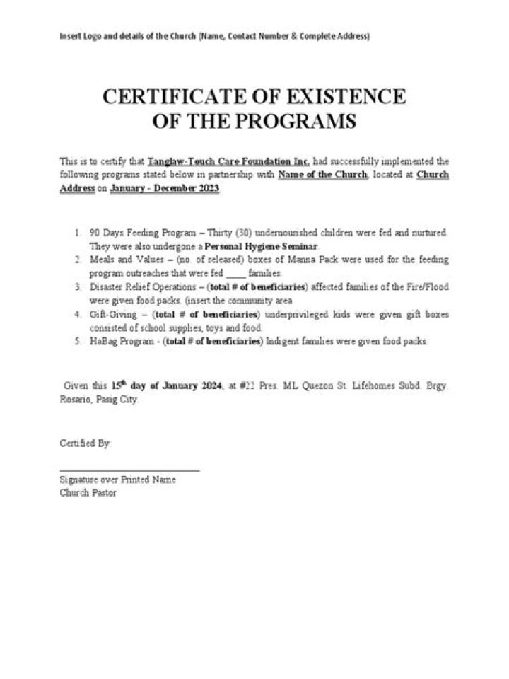 Why do I need a certificate of existence?