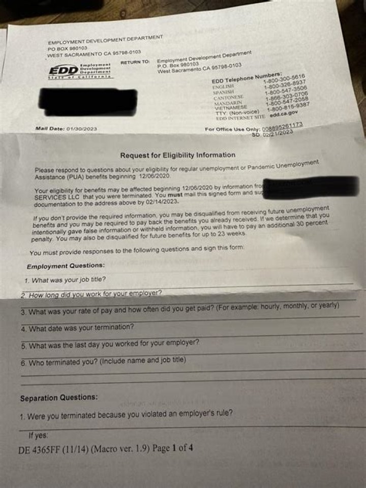 Why would EDD send me a letter?