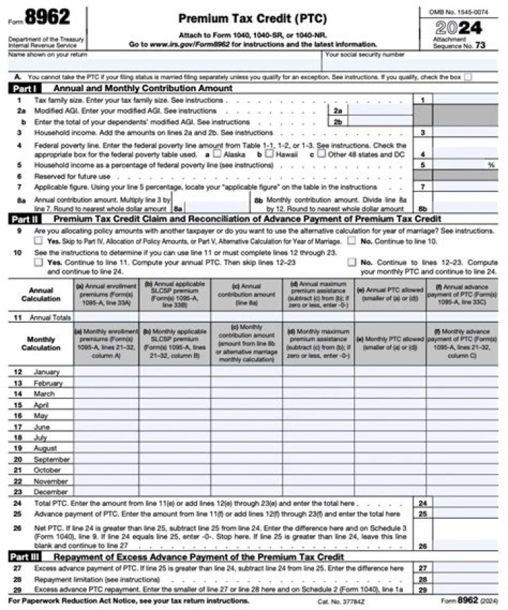 Will a 8962 tax credit affect my taxes?